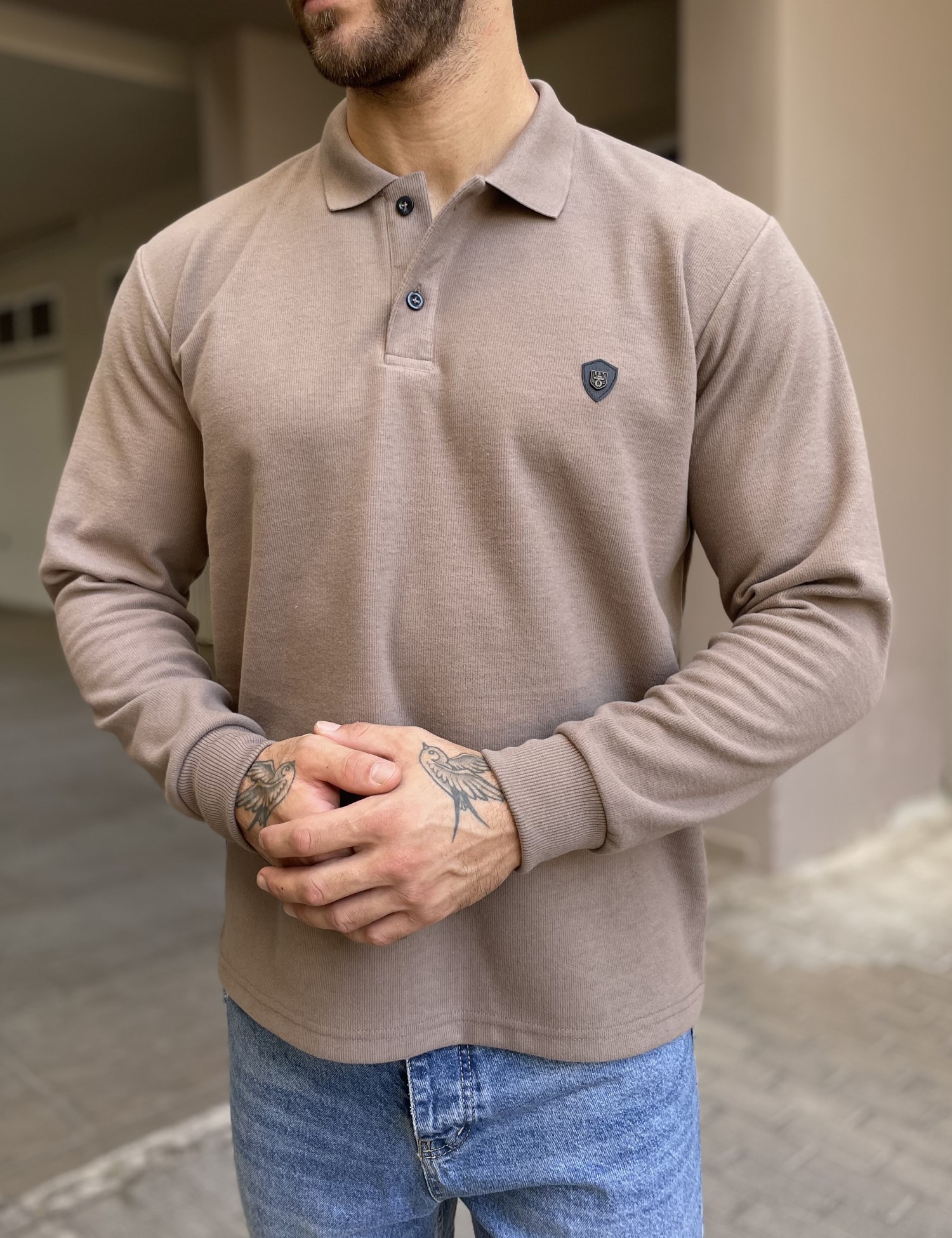 Everbest Ανδρική πούρο Polo μακρυμάνικη μπλούζα Plus size 261032P φωτογραφία